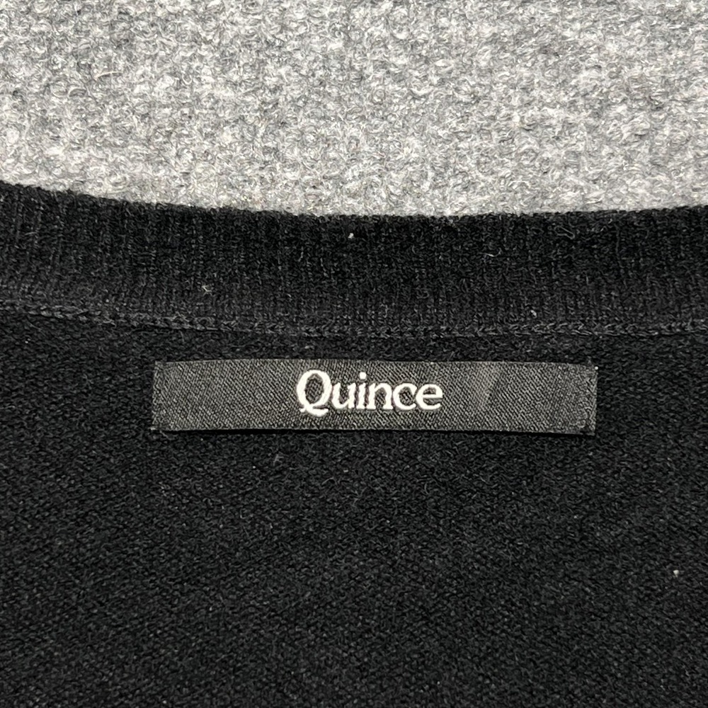 Quince Sweater Womens Medium Black 100% Cashmere V Neck Knit Pullover Top - Picture 9 of 13